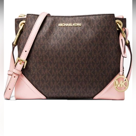 Michael Kors Nicole Triple Compartment Crossbody Bag, Brown/Pink - Picture 1 of 12